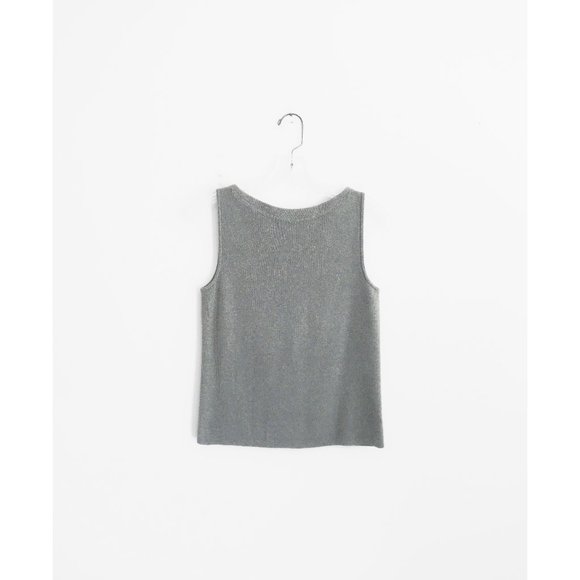 Vtg 90s Linda Allard Ellen Tracy Grey Cashmere Knit Sleeveless Top size Large - Picture 5 of 6